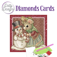 D0tty Design® - Set van 4 diamond painting kerstkaarten 15x15cm: kaarsen (set 5)